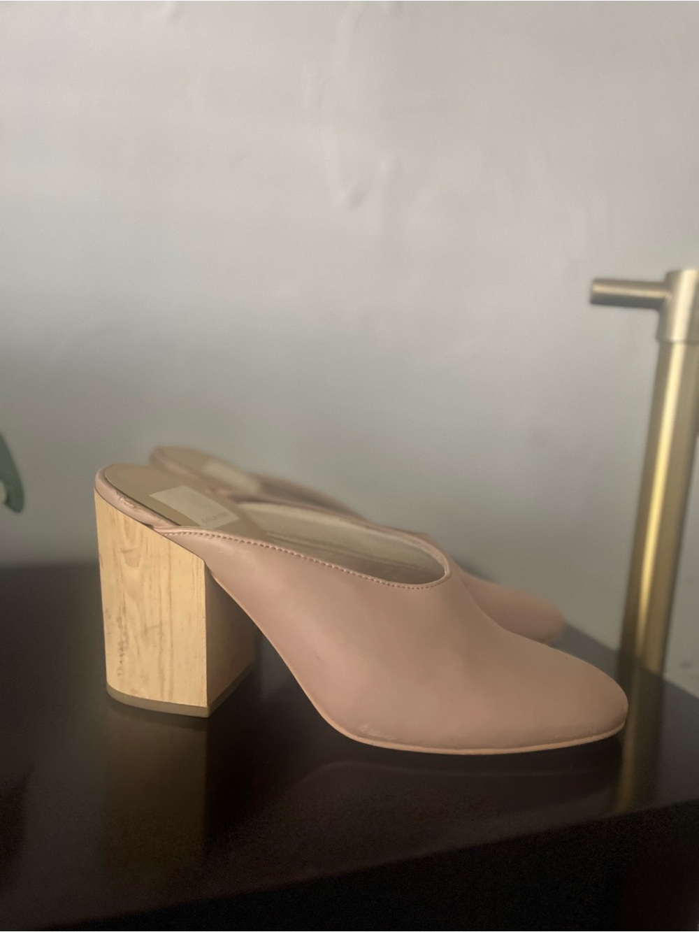 Dolce Vita Nude Blush Leather Block Heel Mules